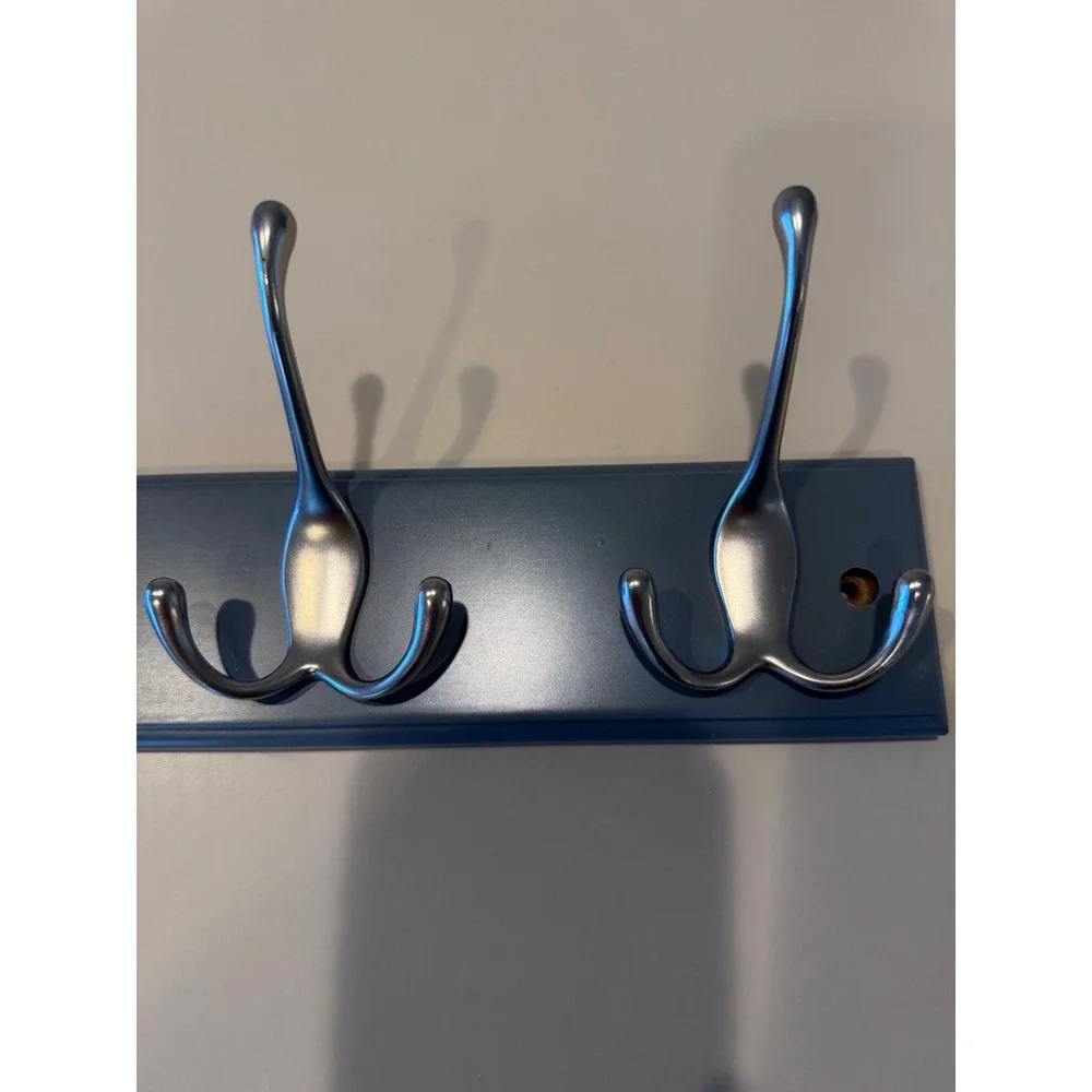 Ameziel Grey Wall Mounted Coat keys Rack 4 Triple Hooks Satin Nickel 16 Inch